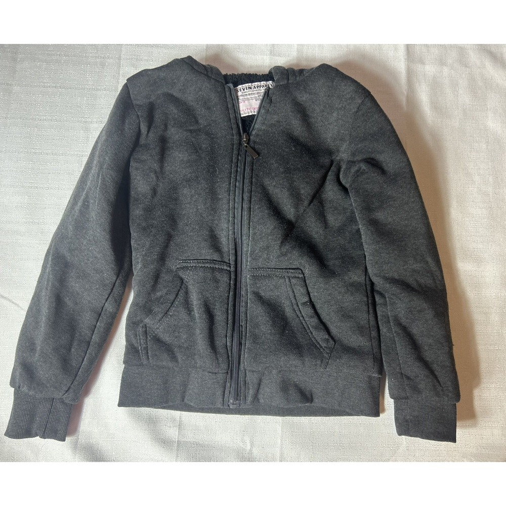 Seven Apparel Winter Zip Jacket Gray Sz 7/8 Sherpa Lined